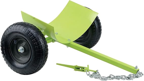 Timber Tuff TMW-70 Heavy Duty Steel Log Skate Towing Attachment with Dual Chains, 1 Load Binder, and 12 Inch Pneumatic Tires for Off Road Terrain