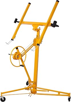 Hcduvso 16FT Drywall Lift Panel, Hoist Jack Lifter Jack Rolling Caster Wheel Sheetrock Drywall Lift Construction Tools with Adjustable Telescopic Arm,Yellow