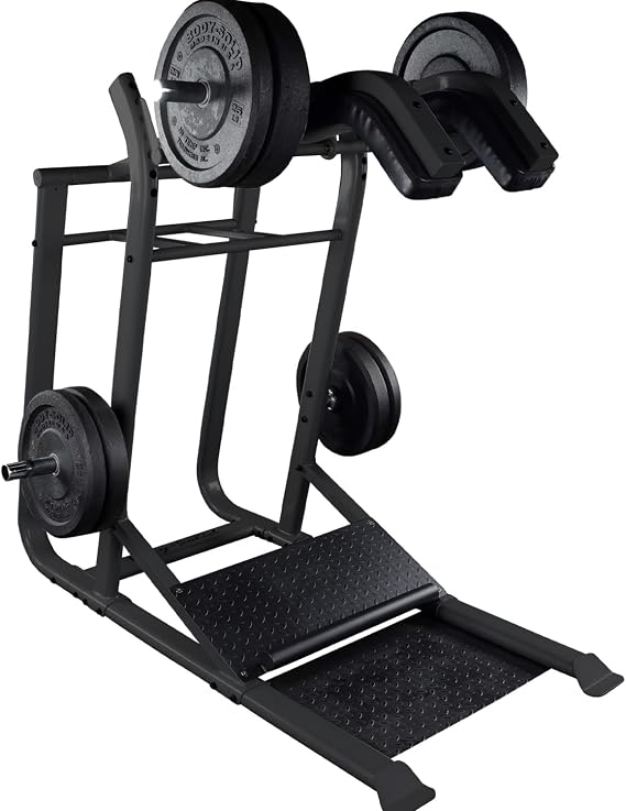 Body-Solid (SLS500B) Pro Clubline Leverage Squat and Hack Squat Machine - Perfect for Leg Press, Belt Squat, and Combo Workouts - Builtin Dual 11" Olympic Plate Horns, Black