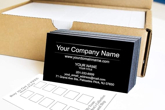 Custom Loyalty Cards - Customize (front&back), Two Line Design, Black - Classic matte paper 14pt (308gsm-Thick Paper) Offset Printing, Made in The USA
