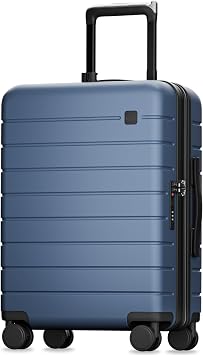 LUGGEX Carry On Luggage 22x14x9 Airline Approved,HUP3 Accelerate Access with DiHook, Handy Pouch, 20 inch Expandable Hard Shell Suitcases with Spinner Wheels EX-Enhance,Nautical Blue,20 Inch,37L-41L