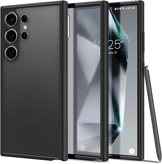 Spigen Galaxy S24 Ultra ile Uyumlu Kılıf Ultra Hybrid Sararmaya Dayanıklı Mat Siyah Şeffaf Kapak - ACS07296 (Spigen TR Garantili)
