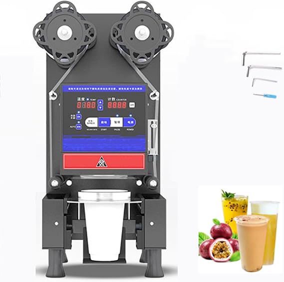 Auto Cup Sealing Machine 600-800 Cups/H 90/95mm Commercial Electric Cup Sealer Machine Digital Control LCD Panel Seal Machine