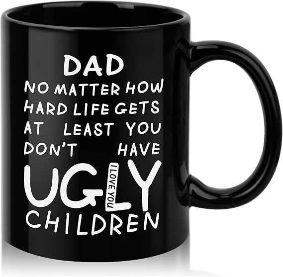Dad Birthday Gifts 11oz Black Coffee Mug for Dad Husband from Daughter Son