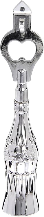 TableCraft Coca-Cola Chrome Plated Bottle Opener with Contour Mini Bottle Handle