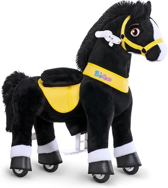 PonyCycle Riding Horse Toys for Boys, Mechanical Black Pony, Age 3-4 | Sturdy Build, Kid-powered, with Brake No Battery Required, 30" Height, Sturdy Ride on Horse, Riding Horse Toys Birthday Gift