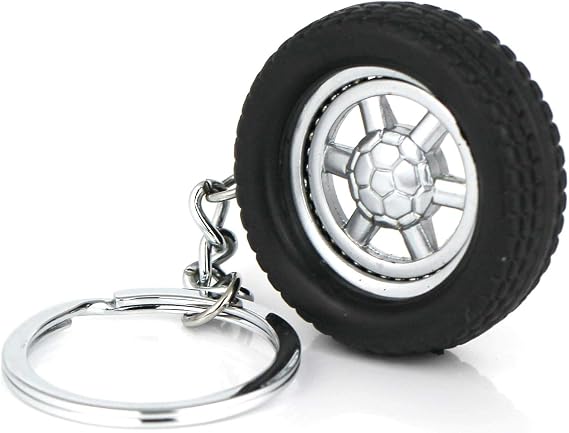 maycom Auto Parts Model Spinning Rubber Ball Bearing Wheel Tyre Tire Keychain Key Chain Ring Keyring Keyfob 86023