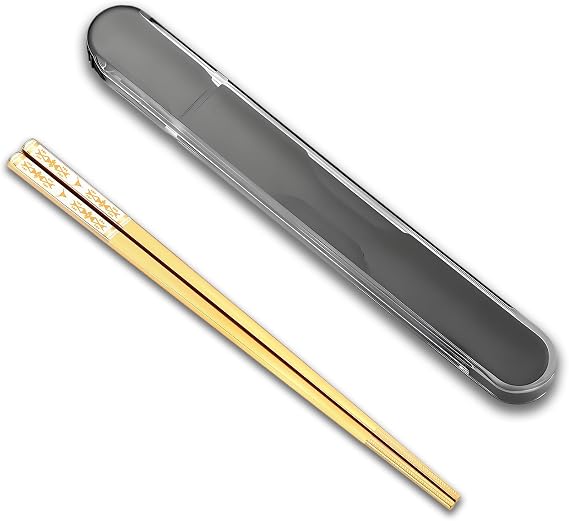 Stainless Steel Chopsticks for Travel With Case Golden 1 Pair Boho Style