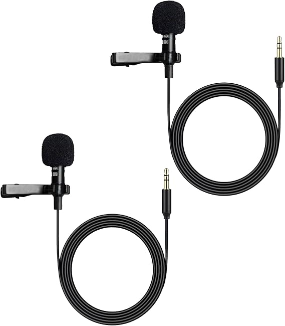 2 Pack Lavalier Lapel Microphone for DJI MIC 2 Wireless Transmitter Transmitter for Rode GO II 2 Wireless Microphone 3.5 mm TRS Omnidirectional Capacitor Lapel Mini Mic for Vlog Streaming 1.5 m
