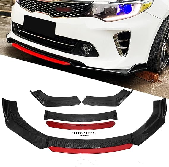 Universal Front Bumper Lip Body Kit, 4pcs Chin Spoiler Splitter for Most Cars fit Honda Audi Ford Nissan Toyota