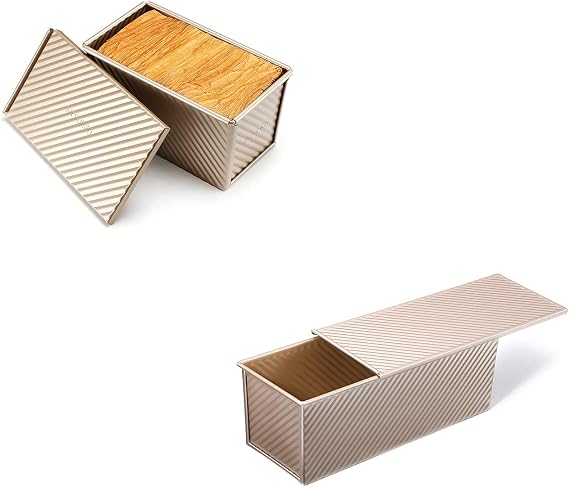 Monfish 1pc 2.2lb pullman pan +1pc 1lb pullman loaf pan w lid