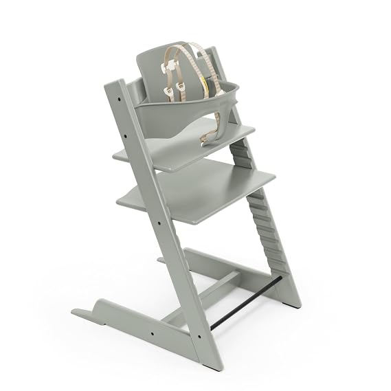 Tripp Trapp High Chair from Stokke, Glacier Green - Adjustable, Convertible Chair for Children & Adults - Includes Baby Set with Removable Harness for Ages 6-36 Months - Ergonomic & Classic Design