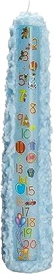 Biedermann & Sons Numbered Birthday Pillar Candle 1 to 21 Baby Blue, 15 Inch Round, Unscented Paraffin Wax, Approx 30 to 40 Hour Burn, Dripless Candle for Party Decor