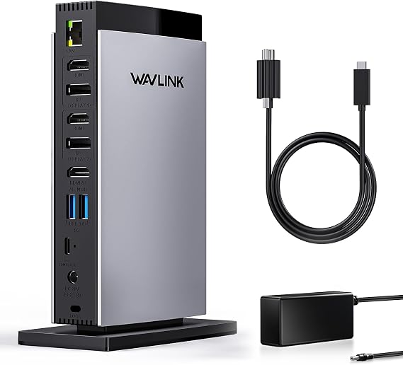 WAVLINK USB C DisplayLink Docking Station with 3 HDMI 4K60Hz,Displaylink Triple Display Docking Station for MacBook M1/M2/M3/Windows,5 USB Ports,2DP,Ethernet Port,Audio/Mic,SD/TF(No Charging Ports)