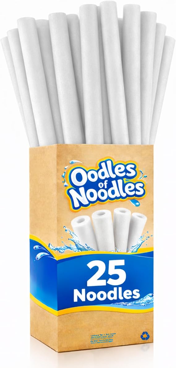 Oodles of Noodles Premium Pool Noodles - 48 inch x 2.5 inch - Multi-Purpose Foam Tubes for, Pool, Exercise, Crafts, Padding - 25 Pack