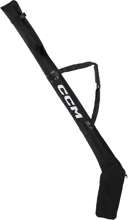 CCM Hockey Stick Bag, Polyester, Can Fit up to 4 Senior Sticks, Padded Shoulder Strap, Adjustable Buckle Strap, Black