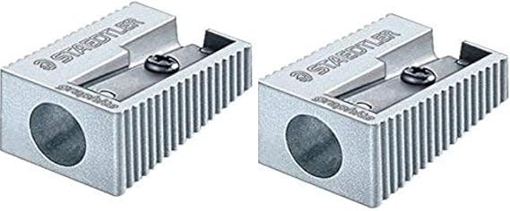 Staedtler Single Hole Quality Aluminium Pencil Sharpener X 2