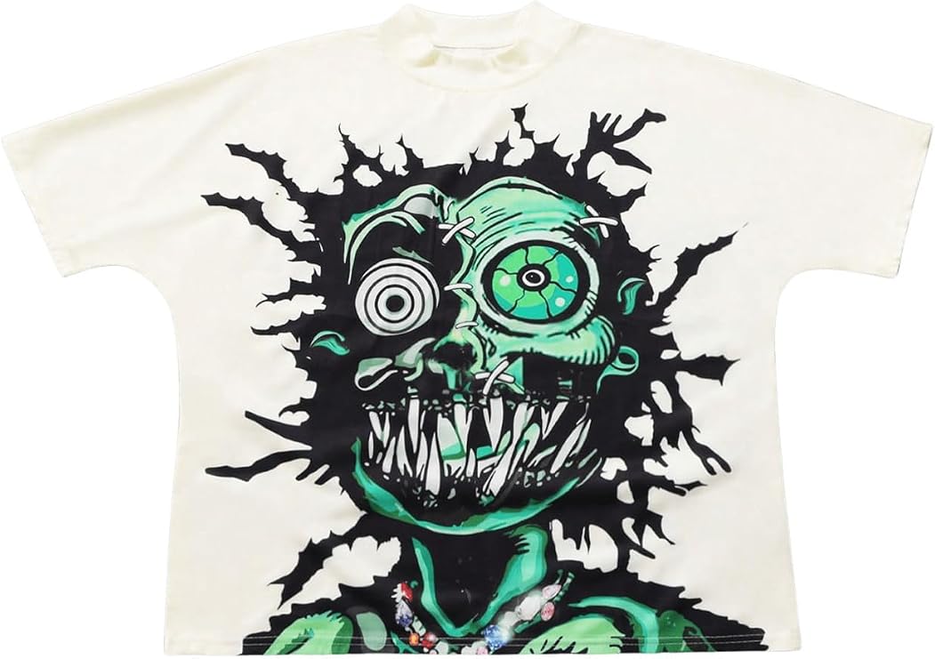 VIPWOLF Men's Figure Y2K Graphic Tee Shirt Short Sleeve Novelty T-Shirts