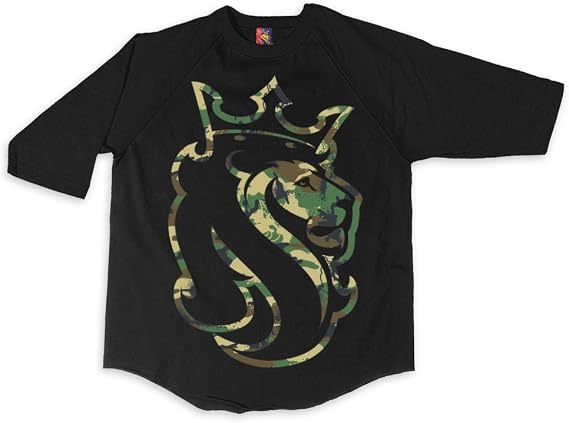 OGABEL Men's Jungle Lion Raglan Black