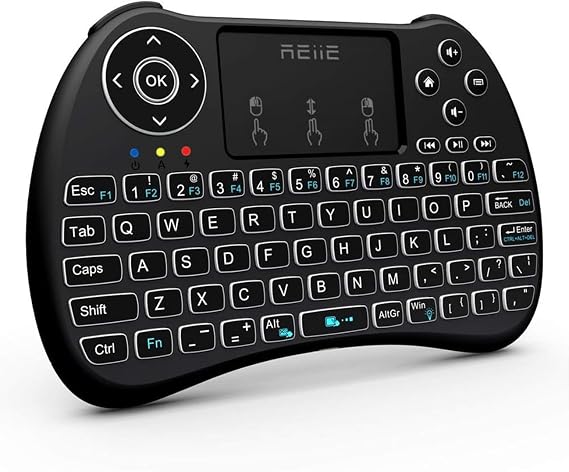 (Backlit Version)REIIE H9+ Mini Keyboard,2.4GHz Wireless Mini Handheld Smart TV Remote Keyboard with Touchpad for PC,Raspberry Pi 2, Pad, Smart TV, Android TV Box, Windows 7 8 10(Not Suport Bluetooth)