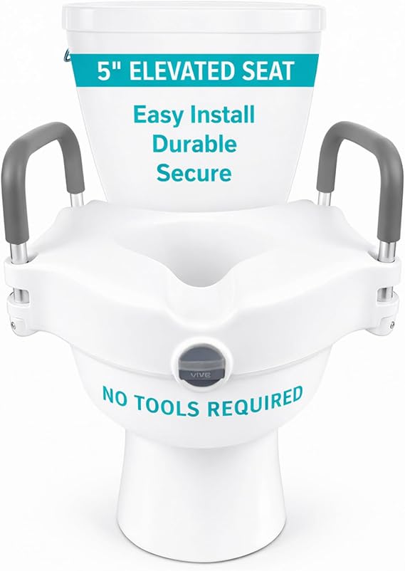 Vive Raised Toilet Seat - 5" Portable, Elevated Toilet Seat Riser