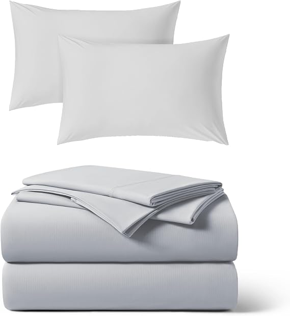 REST Buy 2 GET 30 Percent Off: 3PC Sheet Set Plus Extra Pillowcases Bundle at 30% Discount, in Light Gray, Full Size