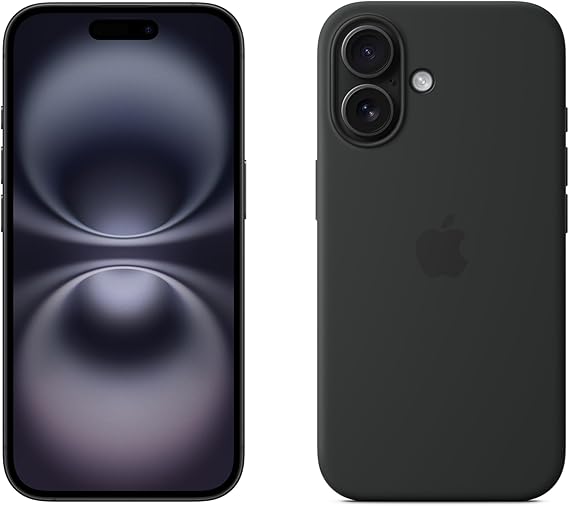 Apple iPhone 16 128GB: 5G Mobile phone with Apple Intelligence - Black + Silicone Case with MagSafe - Black