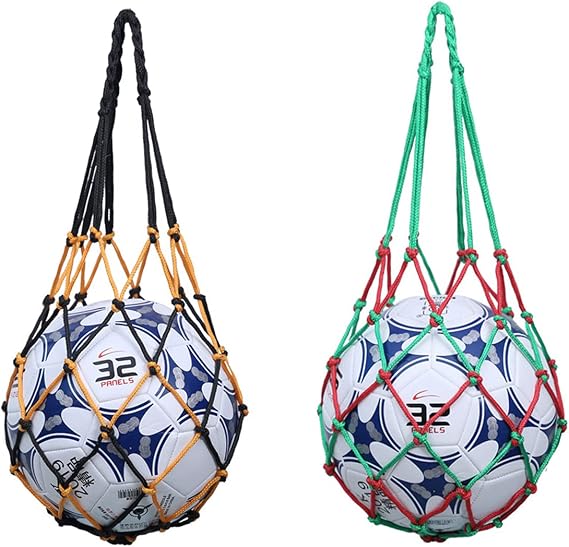 Basketball Net Bag Soccer Football Mesh Storage Sports Ball Holder Nylon Carry Bag Durable Single Ball Carrier 2 Pack Black Fit Ball 3 4 5