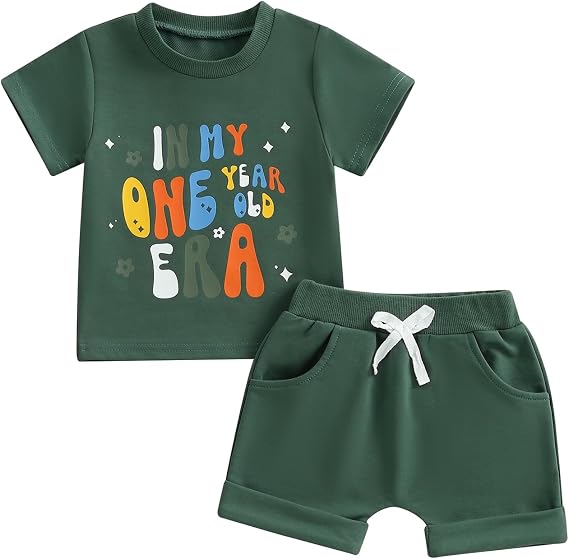 Canis Baby Girls First Birthday Outfit in My One Year Old Era T-shirt and Shorts Set 1st Birthday Summer Cothes Set