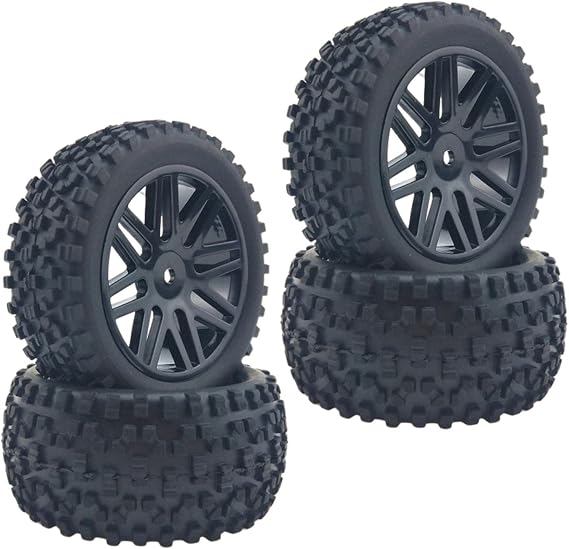 Tsolay 4Pcs Front Rear Tyre Set 12mm Hex for Wltoys 124018 124017 1:14 RC Truck Upgrade Parts Modification Accessories (Color : Black), Tsolay-01