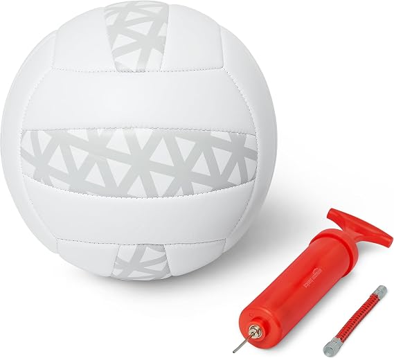 Amazon Basics Volleyball Official No. 5 Ball White/Gray with Pump
