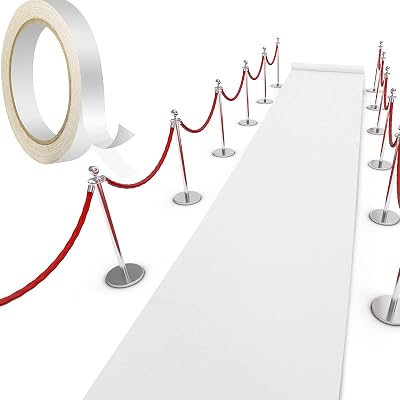 Shappy White Carpet Runner Rug for Party 55gsm Thickness with Carpet Tape Hallway Rug for Graduate Wedding Party Dance Floor Outdoor Accessories2.6 x 30 Feet