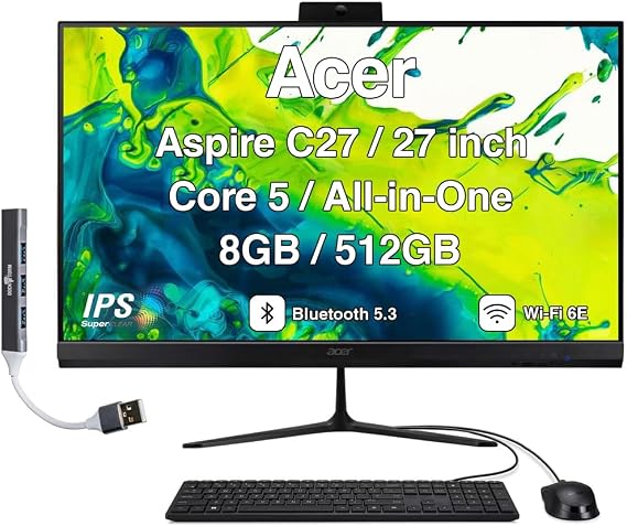 Acer Aspire C27 IPS FHD All-in-One, Intel Core 5 120U, 8GB / 512GB