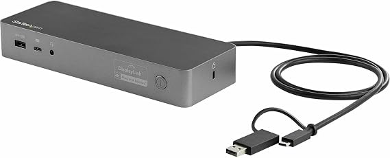 StarTech Hybrid USB-C USB-A Universal Dual 4K HDMI DP Dock for Mac, 100W