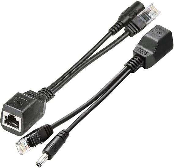 Passive PoE Injector and PoE Splitter Kit with 5.5x2.1 mm DC Connector