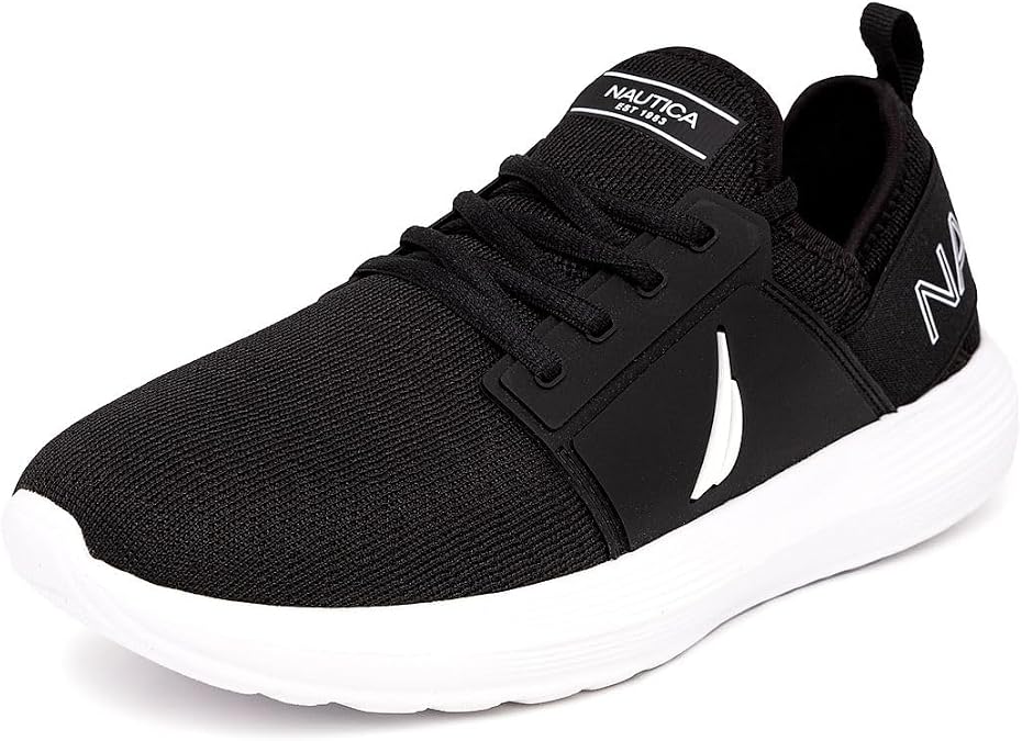 Nautica Men's Casual Lace-Up Fashion Sneakers-Walking Shoes-Lightweight Joggers-Arano-Black Mono