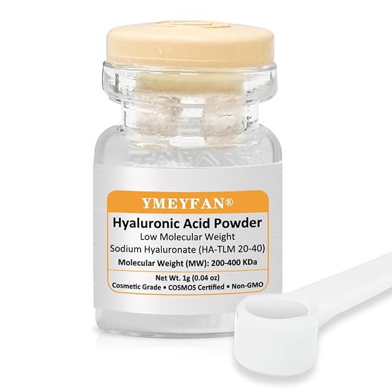 Pure Hyaluronic Acid Powder, Makes 33 oz Low Molecular Weight Hyaluronic Acid Serum for Skin, Cosmetics Grade Non-GMO, Only Need Add 0.1-0.5% be Effective of DIY HA Serum Skincare Hydrating Anti-aging