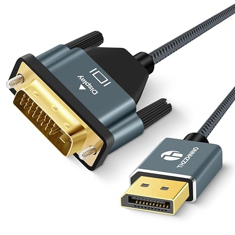 DisplayPort to DVI Cable 1.6FT, Gold-Plated Display Port to DVI-D Adapter Cable 1080P@60Hz Cord for Computer, Desktop, Laptop, PC, Monitor, Projector