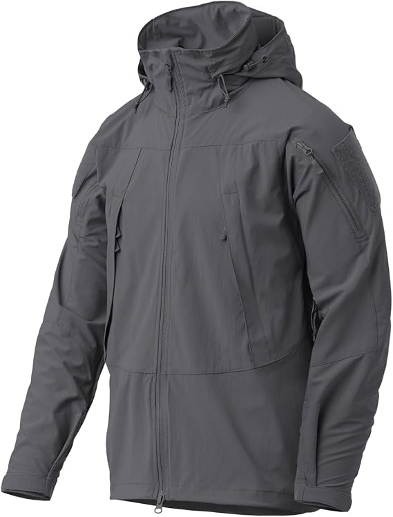 Helikon-Tex TROOPER Jacket MK2 Hooded Rain Jacket (US, Alpha, Large, Regular, Regular, Shadow Grey)