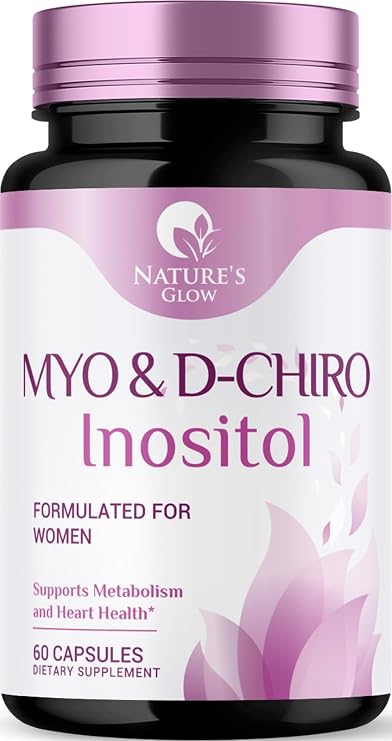 Myo-Inositol & D-Chiro Inositol 1025mg - 40:1 Ideal Ratio for Ovarian Support, Vegan Myo & D Chiro Supplement for Women's Natural Balance and Hormone Support, Vitamin B8, Non-GMO - 60 Capsules