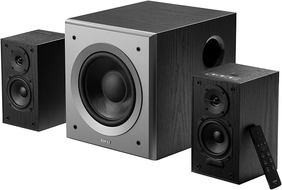 Edifier M601DB Bookshelf Coaxial Bluetooth with Optical & Auxiliary Speakers with 8 Inch Wireless Subwoofer, 2.1 Computer System Bluetooth 5.1 AptX,110W RMS, Black