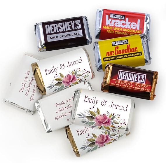 Wedding Favors for Guests Personalized Miniatures Candy (75 Pack) - Bridal Shower Favors for Guests, Rustic Wedding Candy