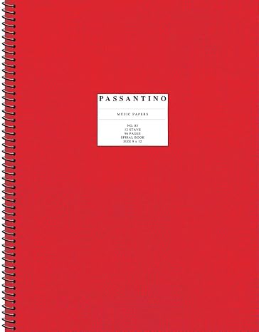 Passantino Spiral Book 12-Stave Manuscript Paper | 96 Pages of High-Quality Staff Paper for Composers, Students and Teacher | Durable Spiral-Bound ... Notation Practice (Passantino Music Papers)