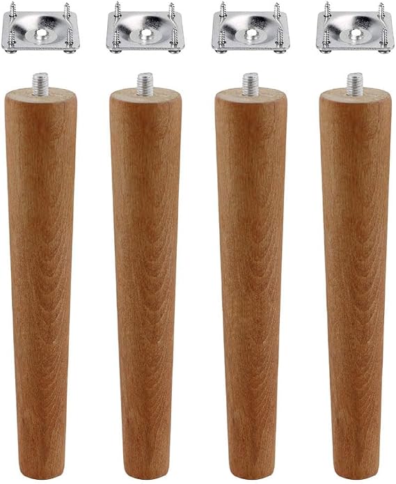 Ahşap Ayak Masa Sehpa Tabure Puf Ünite Mobilya Ayağı M8 Civata 20 cm Ayak+Bağlantı Aparatı 8'li SET