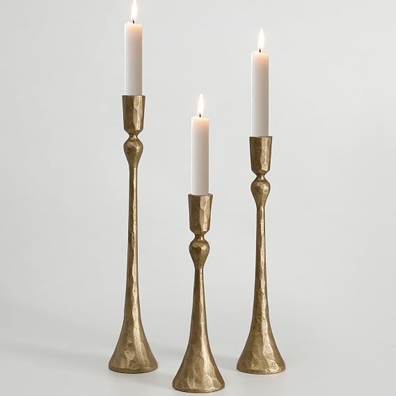 Vintage Cast Iron Taper Candle Holder - Set of 3 Decorative Candle Stand