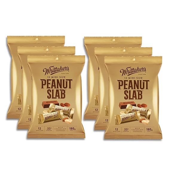 Whittaker's Share Pack Mini Slab Peanut 180g (Pack of 6) (Made in New Zealand)