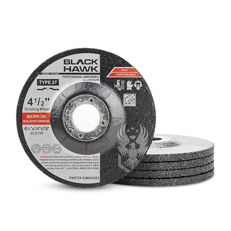BHA 4.5" Inch Angle Grinders, Depressed Center Load Resistant Grinding Wheels for Aluminum & Other Soft Metals, 4-1/2" x 1/4" x 7/8" - 5 Pack