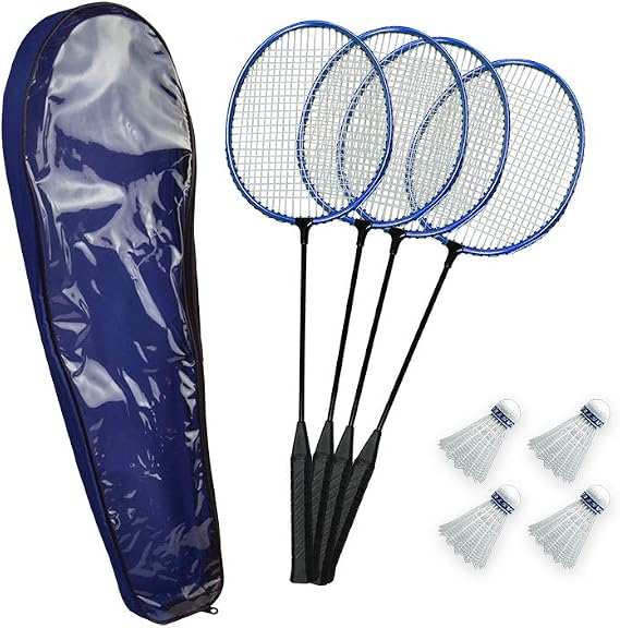 Poolmaster 72862 Backyard, Swimming Pool, Water or Lawn Badminton Set, (Includes 4 Rackets and 4 Birdies) , Blue