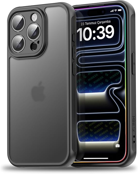 MattCover Series Back Matte Polycarbonate Edges Silicone and Corners Reinforced Camera Protected slim Silicone Case for Minesque iPhone 15 Pro (Flat, 15 Pro)