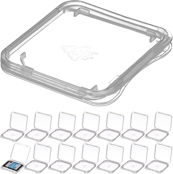 ULTECHNOVO 100 Pack Transparent Card Case Clear Plastic Memory Card Storage Box Compact Memory Storage Case Holder for Micro T-Flash Cards Travel and Camera Organization